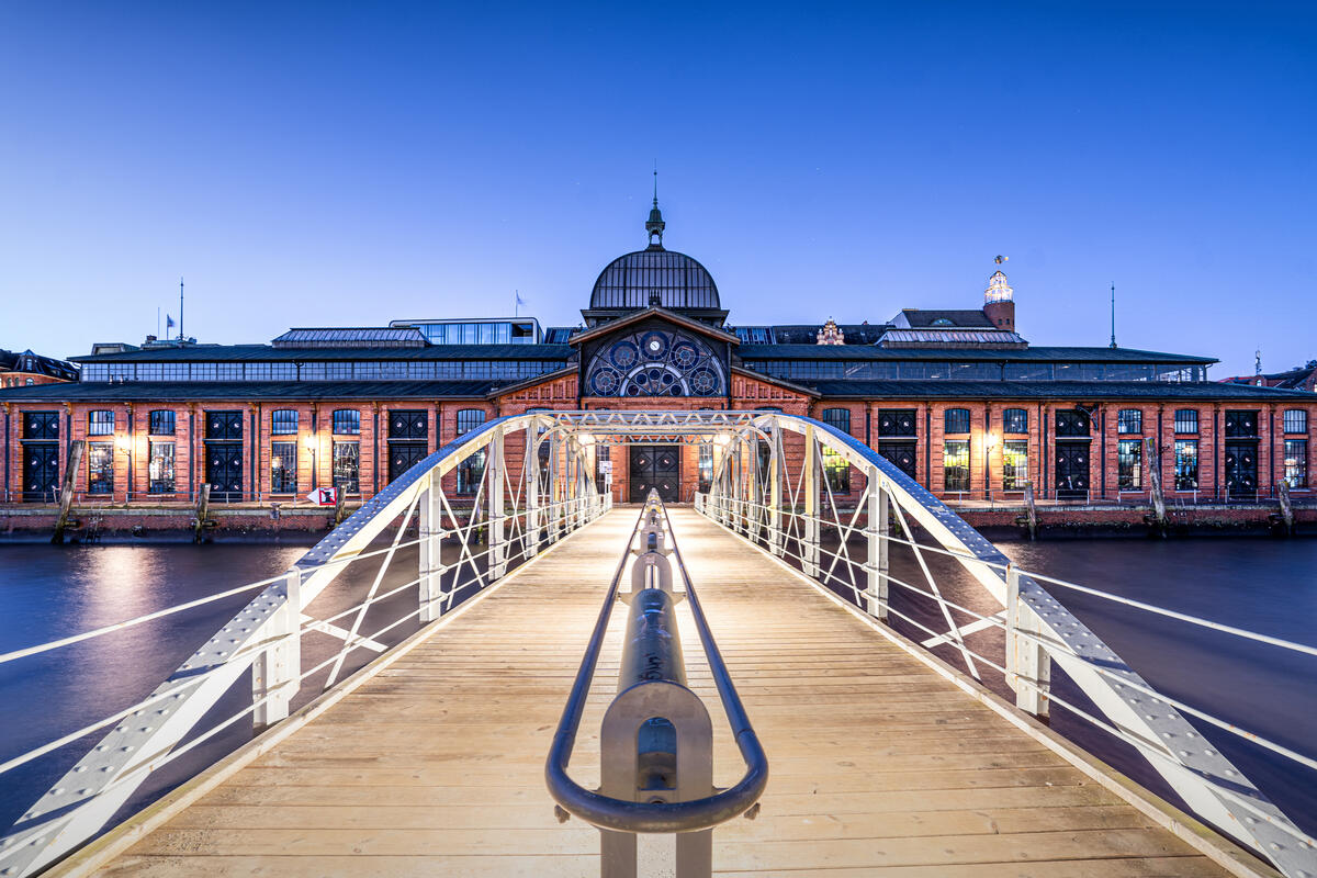 Fischauktionshalle Altona vom Steg aus.