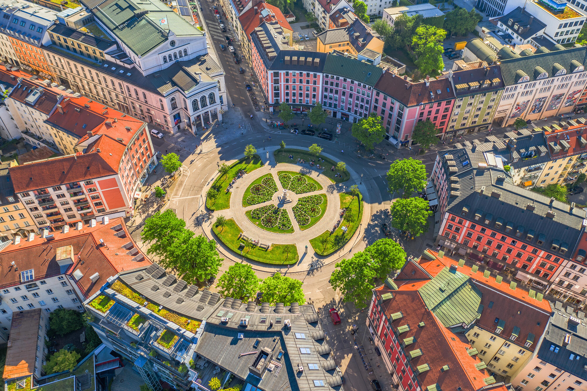 Der Gärtnerplatz aus der Vogelperspektive.